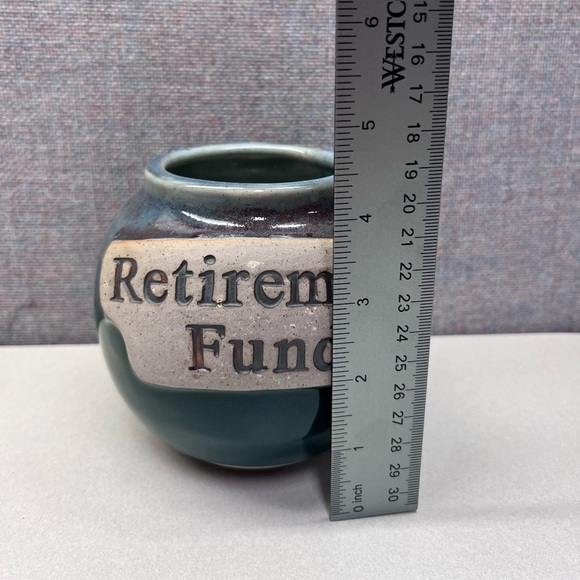 Ceramic Retirement Fund Jar - Blue and Cream - Picture 3 of 4
